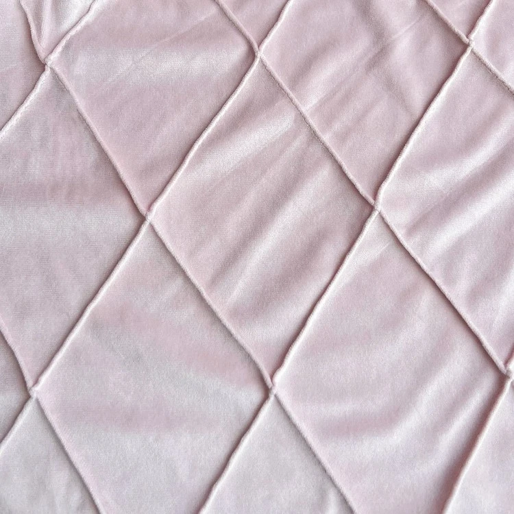 Blush Pink Diamond CNC Quiltet Holland Velvet møbelstof